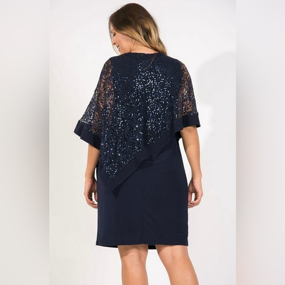 R&M Richards 8749W Blue Short Plus Size Mother Of The Bride Size 20W NWT - Picture 2 of 12